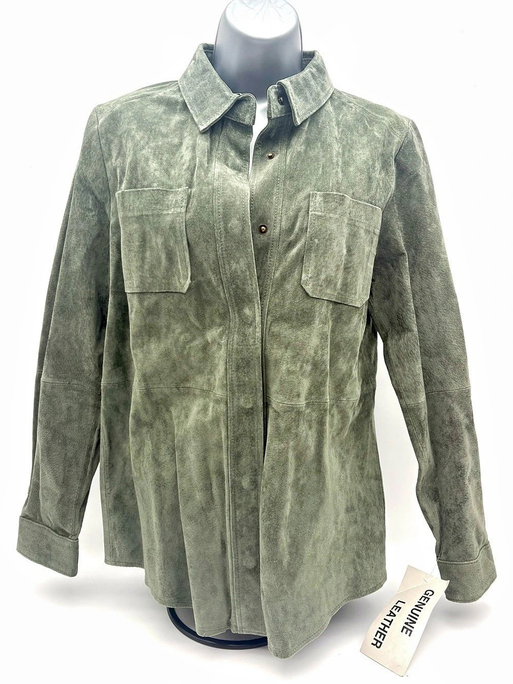 Chadwicks of Boston Genuine Suede Leather Shirt Jacket Jade Green Medium VTG